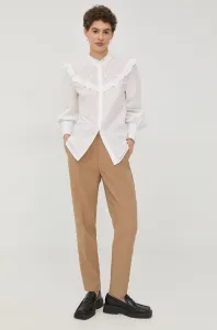 Bavlnená košeľa Bruuns Bazaar dámska, biela farba, regular, so stojačikom #232906