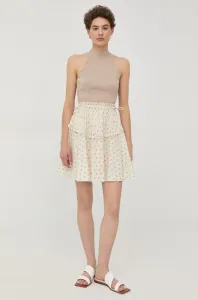Bavlnená sukňa Bruuns Bazaar béžová farba, mini, áčkový strih #232749