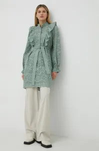 Bavlnené šaty Bruuns Bazaar Sienna Kandra zelená farba, mini, rovný strih #7653324