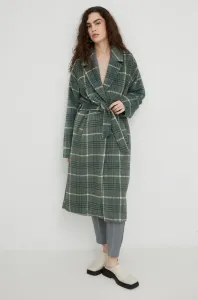Kabát Bruuns Bazaar dámsky, zelená farba, prechodný, oversize #300127