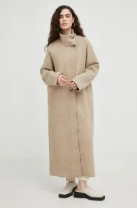 Kabát s prímesou vlny Bruuns Bazaar béžová farba, prechodný, #294799