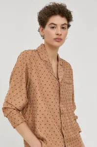 Košeľa Bruuns Bazaar dámska, béžová farba, regular, s klasickým golierom #232909
