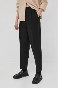 Nohavice Bruuns Bazaar dámske, čierna farba, rovné, vysoký pás #8170842
