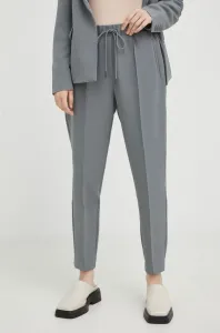 Nohavice Bruuns Bazaar dámske, šedá farba, priliehavé, vysoký pás #296291