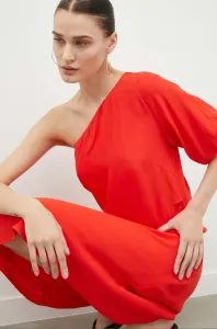 Šaty Bruuns Bazaar červená farba, midi, rovný strih