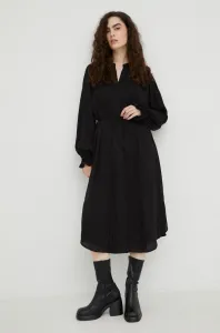 Šaty Bruuns Bazaar čierna farba, midi, áčkový strih #296483