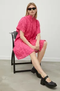 Šaty Bruuns Bazaar Nemophila Philly ružová farba, mini, áčkový strih #8835788