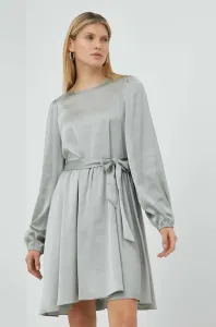 Šaty Bruuns Bazaar šedá farba, mini, áčkový strih #4229464
