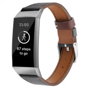 Fitbit Charge 3 / 4 Leather Italy (Large) remienok, Black (SFI006C06)