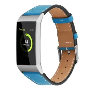 Fitbit Charge 3 / 4 Leather Italy (Large) remienok, Blue (SFI006C10)
