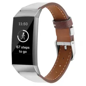 Fitbit Charge 3 / 4 Leather Italy (Large) remienok, White (SFI006C07)