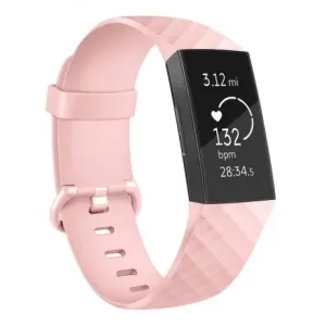 Fitbit Charge 3 / 4 Silicone Diamond (Small) remienok, Sand Pink (SFI008C09)