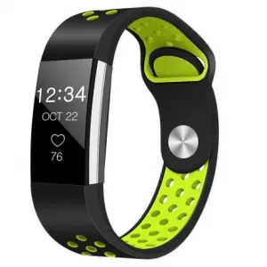 Fitbit Charge 2 Silicone Sport (Large) remienok, Black/Green (SFI003C02)