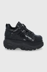 Kožená obuv Buffalo čierna farba, na platforme #6783469