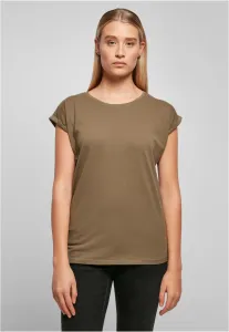 Build Your Brand Voľné dámske tričko s ohrnutými rukávmi - Olivová | XL