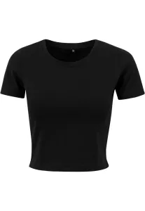 Build Your Brand Dámske crop top tričko s krátkym rukávom - Čierna | L