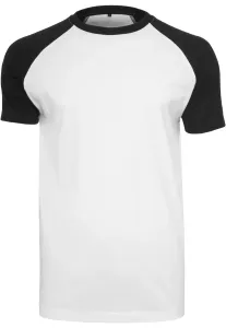 Build Your Brand Pánske dvojfarebné tričko s krátkym rukávom - Biela / čierna | S