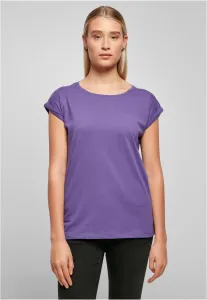 Build Your Brand Voľné dámske tričko s ohrnutými rukávmi - Fialová | XL