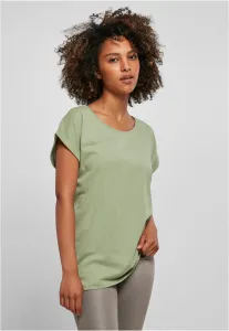 Build Your Brand Voľné dámske tričko s ohrnutými rukávmi - Jemne šalviová | XL
