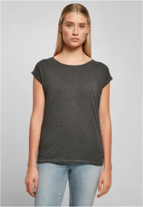 Build Your Brand Voľné dámske tričko s ohrnutými rukávmi - Tmavošedý melír | XXXL