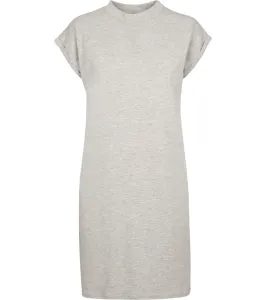 Build Your Brand Ležérne bavlnené šaty s golierikom - Šedý melír | XL
