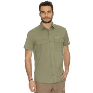 BUSHMAN PEONY NEW Pánska košeľa s krátkym rukávom, khaki, veľkosť #1038163