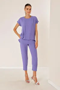 Autor: Saygı Nohavice s vreckami, nohavice s otvoreným strihom, šípky Oblek fialová