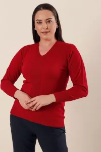 Autor: Saygı Diera s v-krkom Detailná práca Plus veľkosť Akrylový sveter červená