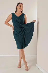 Autor: Saygı V-výstrih, vreckovka podšitá plus veľkosť strieborné šaty