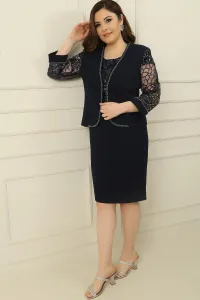 Autor: Saygı Paillette-Tulle Detail Podšité šaty a bunda plus veľkosť 2-dielny oblek