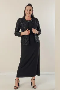 By Saygı Flísová bunda s polmesačnými rukávmi Podšité krepové šaty plus veľkosť 2-dielny oblek