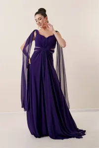 Autor: Saygı Vešiaky a šál podšité dlhé šifónové šaty fialové