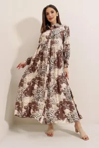 Autor: Saygı Vzorované viskózové dlhé košeľové šaty Široký rozsah veľkostí Čierna #8427032