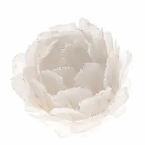 Vianočná ozdoba z peria Kvetina, pr. 8 cm, biela