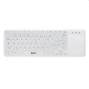 C-TECH klávesnica WLTK-01, bezdrôtová s touchpadom, biela, USB