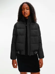 Čierna dámska prešívaná bunda Calvin Klein Logo Hem Short Puffer Jacket #609725