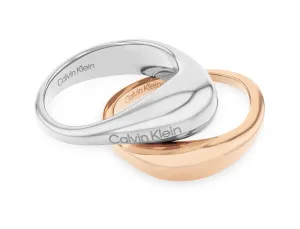 Calvin Klein Štýlová súprava bicolor prsteňov Elongated Drops 35000449 54 mm #8510787
