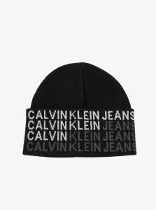 Čiapka Calvin Klein Jeans čierna farba, z tenkej pleteniny, bavlnená