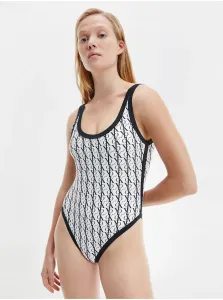 Čierno-biele dámske vzorované jednodielne plavky Calvin Klein Underwear #574244