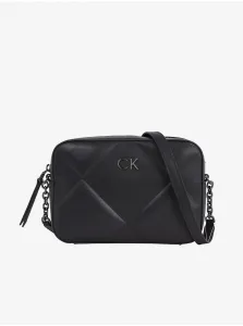 Čierna dámska vzorovaná crossbody kabelka Calvin Klein Re-Lock Quilt Camera Bag
