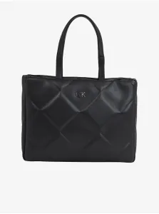 Black Women's Patterned Calvin Klein Re-Lock Quilt Tote Handbag - Women