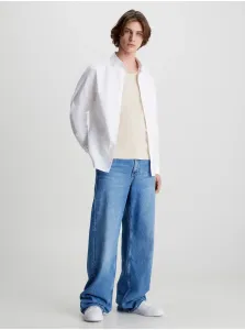 Košeľa Calvin Klein Jeans pánska, biela farba, slim, s klasickým golierom #630409