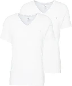 Sada dvou bílých pánských triček s véčkovým výstřihem Calvin Klein Jeans #601427