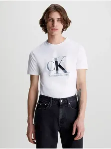 Bavlnené tričko Calvin Klein Jeans biela farba, s potlačou #4982628