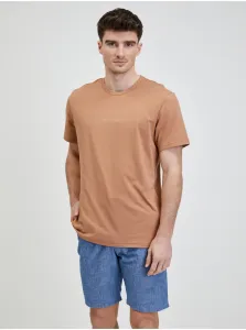 Pyžamové tričko Calvin Klein Underwear pánsky, hnedá farba, s nášivkou #630755