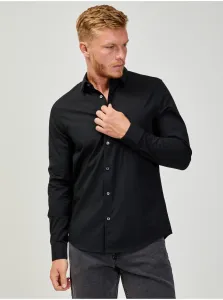 Košeľa Calvin Klein Jeans pánska, čierna farba, slim, s klasickým golierom #4589465
