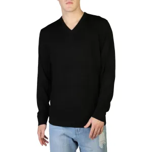 Vlnený sveter Calvin Klein pánsky, čierna farba, tenký