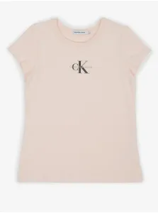 Detské bavlnené tričko Calvin Klein Jeans ružová farba, #5141660