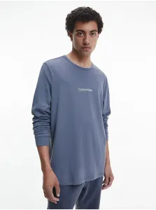 Pyžamové tričko s dlhým rukávom Calvin Klein Underwear šedá farba, s potlačou #599711