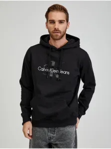 Bavlnená mikina Calvin Klein Jeans pánska, čierna farba, s kapucňou, s nášivkou #4228258